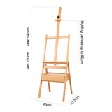 Kurtzy Wooden Studio Floor Easel Stand - Adjustable H-Frame Beachwood Artist/Painting Floor Easel Set with Storage Drawer