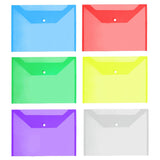 Plastic Popper Wallet Folders, 24 Pack, A4 Document File, Press Stud DL Envelope, Poly File Plastic Paper Wallet, Clear Assorted Colours, for Certificates, Receipts and Vouchers
