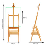 Kurtzy Wooden Studio Floor Easel Stand - Adjustable H-Frame Beachwood Artist/Painting Floor Easel Set with Storage Drawer
