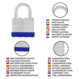 Belle Vous Heavy Duty Laminated Steel Shackle Padlocks with 2 Keys (12 Pack) - 6mm Shackle - 6.4 x 4.2 x 2.4cm/2.36 x 1.65 x 0.94 inches - Weatherproof Indoor/Outdoor Keyed Locks for Storage & Locker