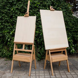 Kurtzy Wooden Studio Floor Easel Stand - Adjustable H-Frame Beachwood Artist/Painting Floor Easel Set with Storage Drawer