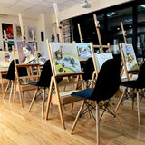 Kurtzy Wooden Studio Floor Easel Stand - Adjustable H-Frame Beachwood Artist/Painting Floor Easel Set with Storage Drawer