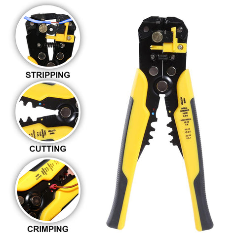 Kurtzy Wire Stripper Plier - 5 in 1 Multifunctional Crimping Tool - Automatic Terminal Ratchet Crimping Plier - Self Adjusting Cable Cutter for Stripping, Crimping and Cutting up to 24 AWG Hand Tool