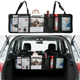 Kurtzy Car Boot Organiser, Backseat Storage, 5 Multi Mesh Pockets, Adjustable Straps, Kick mat with ipad holder, Waterproof, Durable, Foldable Cargo Bag, SUV Space Saver, Large, Black
