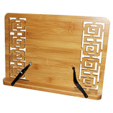 KURTZY Bamboo Book Holder Stand -13.18" Width & 9.44" Height with 5 Adjustable Heights for Ipad/Tablet - Perfect Reading Rest Holder for Books , Recipe books , Music Notes,Watching Videos