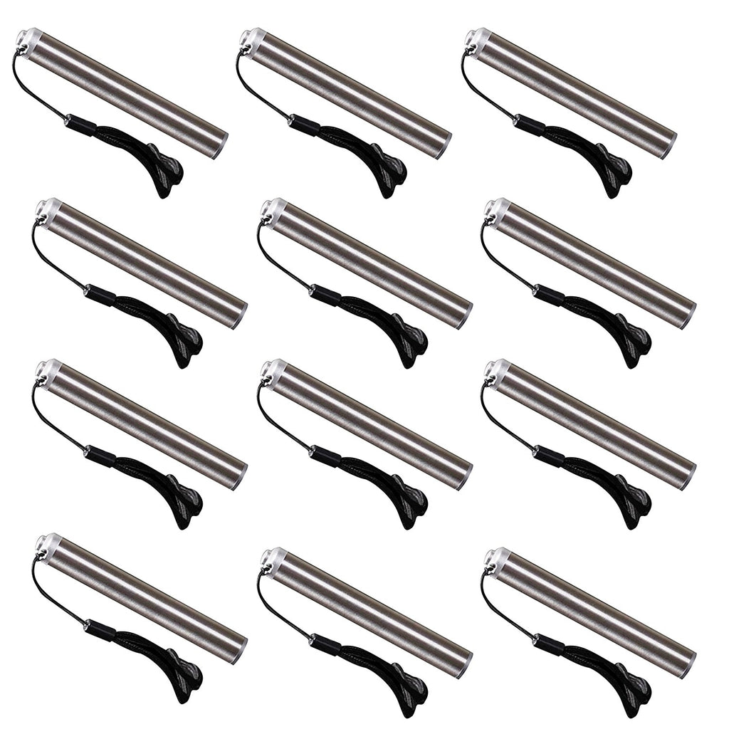 LED Torch - 12 pcs Mini Flashlight 40- 50 M Lumens Pocket Torches Wrist Strap Camping Outdoor Battery Powered Keychain Torchlight Non Adjustable Handy Flash Blinker - Click Switch, Batteries Included