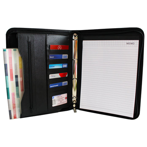 Kurtzy Ring Binder Document Holder - Professional A4  Portfolio Folder / Display Book Padfolio - A4 Conference Folder for Document , Resume,  Business Folio Case with Zipper - Faux Leather Folder