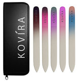 Kovira Professionell 15cm Glasnagelfeilen Set mit Etui – 5 Premium Luxus Kristall Feilen für langanhaltende Maniküre und Pediküre