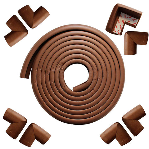 Kurtzy 8 pcs Corner Edge Guards for Kids - 6 M Safety Guard Roll for Coffee Table Desk Glass Furniture Baby Edge Protector Soft Cushion Bumper Strips with Adhesive Tape Crash Bar Corner Foam, Brown