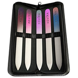 Kovira Professionell 15cm Glasnagelfeilen Set mit Etui – 5 Premium Luxus Kristall Feilen für langanhaltende Maniküre und Pediküre