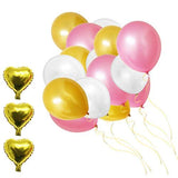 Latex Balloons (12 Inch) - 34 Gold, 34 Pink, 34 Pearl White Foil Baloons with 3 Gold Foil Heart Ballons for Kids Birthday, Wedding, Graduation, Baby shower, Hen's Party Bulk Decoration Kit