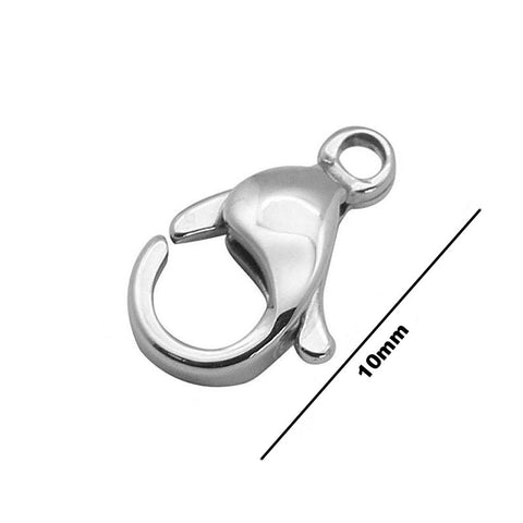 120pc 10mm Silver Plated Lobster Jewellery Clasps by Kurtzy - 2mm Eye Dimeter - Metal Closures for Jewellery Making, Keyrings, Pendants, Necklaces, Bracelets and more - Closed Clasps - Non Swivel