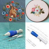 Embroidery Pen - 3 Piece Magic Embroidery Pen Punch Needle Set with 2 Spare Needles and Needle Threader by Curtzy - DIY Embroidery Pen for Stitching , Sewing ,Crafts and more