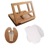 Kurtzy 26pcs Artist Workstation Easel - Mini Tabletop Wooden Easel with 12 Painting Brush, 1 Painting Palette and 12 Canvas Panel - Complete Artist Set for Beginners and Professionals