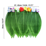 Kurtzy, Leaf Hula Skirt 3 Pack - Hawaiian Green Leaf Grass Skirt with Artificial Hibiscus Flower for Beach, BBQ Cosplay & Luau Party Supplies - Banana Leaf Style Hawaiian Skirts