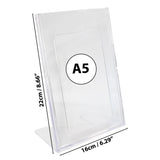 A5 Acrylic Sign Holder - 3 Pack (Height: 22cm (8.66") Width:16cm (6.3?)) Menu Slanted Sign Holder Display Stand for Menu Holders, Table Card Holders, Photo Frames & Ad Frames