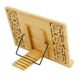 KURTZY Bamboo Book Holder Stand -13.18" Width & 9.44" Height with 5 Adjustable Heights for Ipad/Tablet - Perfect Reading Rest Holder for Books , Recipe books , Music Notes,Watching Videos