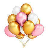 Latex Balloons (12 Inch) - 34 Gold, 34 Pink, 34 Pearl White Foil Baloons with 3 Gold Foil Heart Ballons for Kids Birthday, Wedding, Graduation, Baby shower, Hen's Party Bulk Decoration Kit