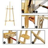 Easel - 137cm Tall Adjustable Wood Easel for Kids and Adults- Wooden Art Display Canvas Painting Easel by Kurtzy - Easy to Assemble - Fits Small and Large Canvas's - Large Easels