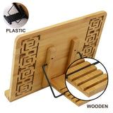 KURTZY Bamboo Book Holder Stand -13.18" Width & 9.44" Height with 5 Adjustable Heights for Ipad/Tablet - Perfect Reading Rest Holder for Books , Recipe books , Music Notes,Watching Videos