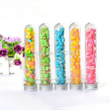 Kurtzy 25 Pcs (110 ml) Clear Plastic Test Tube Bead Storage Vial Containers with Screw Tops and Cleaning Brush -Transparent Storage Test Tube Bottles for Beads - Jewelry Storage Containers 185X25 mm