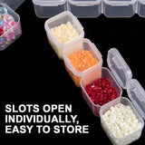 Detachable Storage Box (2 Pack) - 28 Grid Transparent Clear Plastic Organiser Display Case with Lock - DIY Nail Art, Diamond Painting Rhinestone, Embroidery Thread, Buttons, Beads and Jewelry Findings