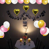 Latex Balloons (12 Inch) - 34 Gold, 34 Pink, 34 Pearl White Foil Baloons with 3 Gold Foil Heart Ballons for Kids Birthday, Wedding, Graduation, Baby shower, Hen's Party Bulk Decoration Kit