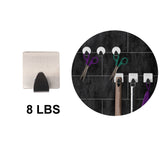 Self adhesive hooks (28 Pcs) - Stainless Steel wall hooks for Jewellery ,kitchen, bathroom, office closet-No Nail installation holds 8 LBS -Hooks Size Circle 3.5cm ,Square 4.7cm ,Smaller square 2.5cm