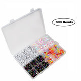Kurtzy 800pcs Assorted Alphabet Letter Beads Set in Storage Box - Acrylic, Black, White"A-Z" Cube Beads for Bracelet, Necklace, Key Chains and Kids Jewellery Making(5 mm)