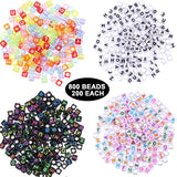 Kurtzy 800pcs Assorted Alphabet Letter Beads Set in Storage Box - Acrylic, Black, White"A-Z" Cube Beads for Bracelet, Necklace, Key Chains and Kids Jewellery Making(5 mm)