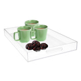 Acrylic Serving Tray - Crystal Clear Plastic Tea Platter(50x30x5cm) with Handles for Serving Tea, Coffee, Snacks, Foods, Fruits and Cakes Holds Perfumes, Cosmetics and Makeup Kit.