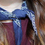 Paisley Blue Western Style Headband Bandanna Set