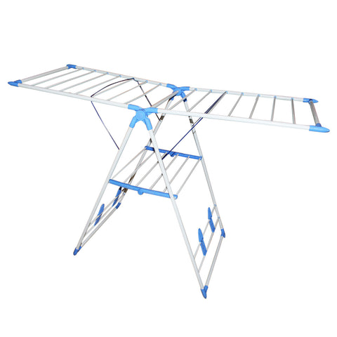 BELLE VOUS Clothes Dryer Stand 160cm (62.99") Multi-functional Fold-able Stainless Steel Indoor/Outdoor Portable Laundry Air Dryer with Bottom Shoe Holder Stand-Adjustable Wider Wing Drying Rack