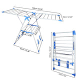 BELLE VOUS Clothes Dryer Stand 160cm (62.99") Multi-functional Fold-able Stainless Steel Indoor/Outdoor Portable Laundry Air Dryer with Bottom Shoe Holder Stand-Adjustable Wider Wing Drying Rack