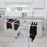 BELLE VOUS Clothes Dryer Stand 160cm (62.99") Multi-functional Fold-able Stainless Steel Indoor/Outdoor Portable Laundry Air Dryer with Bottom Shoe Holder Stand-Adjustable Wider Wing Drying Rack