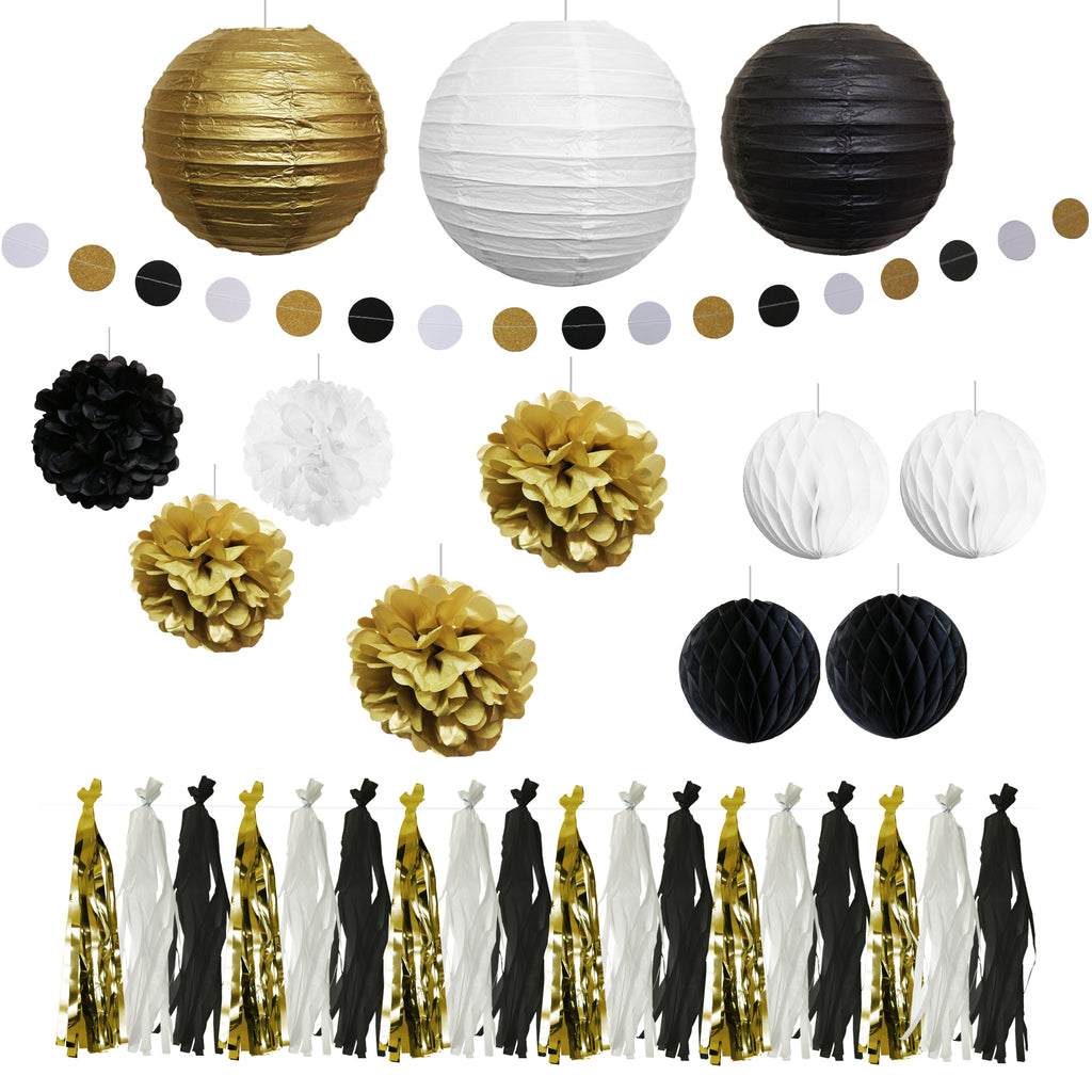Lantern, Pom Pom & Banner Decoration Set