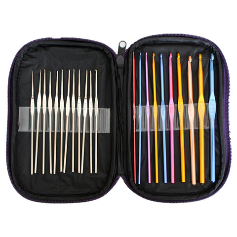 22 Piece Aluminium Crochet Hook Set
