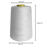 4 x 5000 Yard White Sewing Thread Spools Set by Curtzy - Large Polyester Spool Perfect for Hand & Machine Sewing - Best Thread Yards Spool Holder Cones - Multi Purpose For Embroidery, Quilting & More