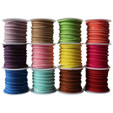 12 Pack of Suede Fabric Edge Trim Cord Ribbon by Curtzy - Assortment of Colours - 3m Rolls - 3mm Thickness - Soft Design with Bright Pigment- Embroidery Ribbons - Applique Craft Set