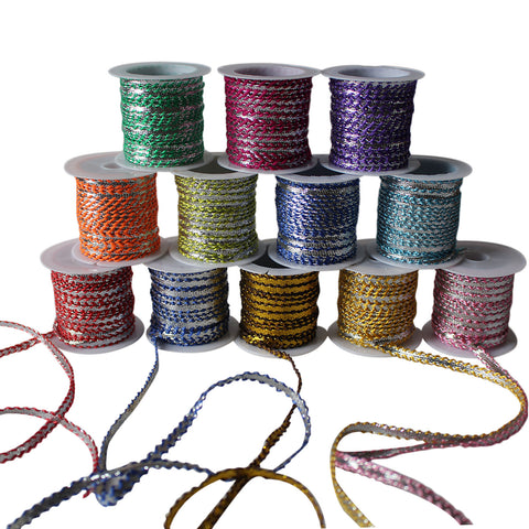 4m Embroidery Ribbon Craft Ribbon 12 Roll Fabric Edge Trim Ribbon Braid Trimming Upholstery Edging Lace Trim, Saree Border, Draperies, Pillow, Scrapbooking, Paper Craft, Card Decorative Ribbon Trim
