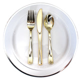 180pcs Gold Plastic Disposable and Reusable Cutlery