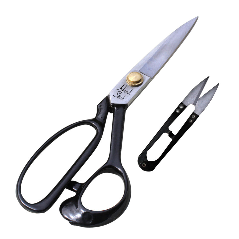 10" Tailor Dressmaking Scissors and Yarn Thread Snippers by Handi Stitch -Stainless Steel Shears-Cutting Fabric, Clothes, Altering, Sewing & Tailoring