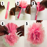 Pink Tissue Paper Pom Pom with Banner Decorations Set