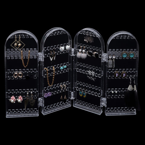 Kurtzy Foldable Clear Transparent Acrylic Jewellery Organiser Tall Storage Display for Earrings, Necklaces and Bracelets - Holds 120 Pairs of Earrings