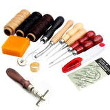 Kurtzy 20 Pcs Leather Sewing Kit - Leather Stitching Awl- Sail Repair Kit with Waxed Leather Thread- Sew Leather Kit includes Awl, Thimble Ring, upholstery, Curved, Shoe & Sail Needles