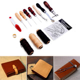 Kurtzy 20 Pcs Leather Sewing Kit - Leather Stitching Awl- Sail Repair Kit with Waxed Leather Thread- Sew Leather Kit includes Awl, Thimble Ring, upholstery, Curved, Shoe & Sail Needles