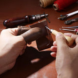 Kurtzy 20 Pcs Leather Sewing Kit - Leather Stitching Awl- Sail Repair Kit with Waxed Leather Thread- Sew Leather Kit includes Awl, Thimble Ring, upholstery, Curved, Shoe & Sail Needles