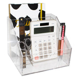 Kurtzy 3 Compartments Table Desktop Organizer -Acrylic Office & Home Desk Organizer holding Jewelry ,Stationery, Business Card, Crafts Mobile Phone, Remote Control, Magazine etc