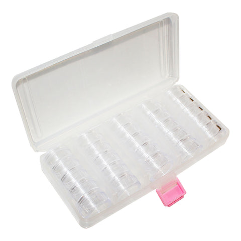 Bead Storage Organizer - 25 Piece (2cm)H Removable Pot Style Clear Plastic Divider Containers (19 x 9cm) For Storing Seed Beads, Nail Art Glitter, Cosmetics, DIY Art/Craft and Jewelery Findings