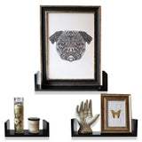 Kurtzy 3 Packs Floating Shelves - Black Wooden Wall Shelf for Home & Office - 3 Different Sizes U Shaped Shelves - Wall Shelves for Book, Pots, Photos